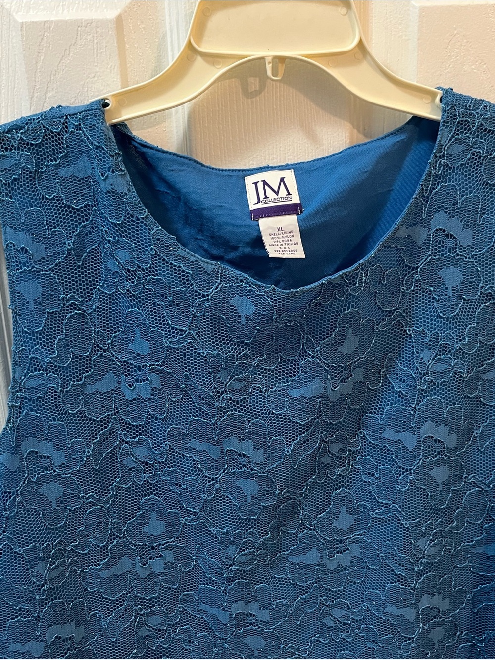 JM Collection New Chic Teal Lace Lined Sleeveless Shell Top Size XL - Picture 4 of 7
